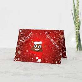 Cartes Pour Fêtes Annuelles Hilarié Xmas Poop avec Casquette & Écarf Emoji