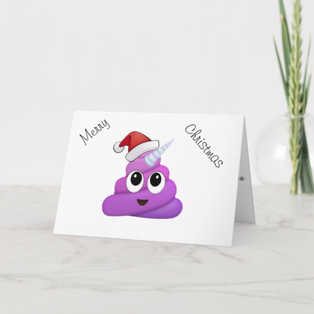 Cartes Pour Fêtes Annuelles Hilarié Xmas Poop Unicorne Emoji (Devant)