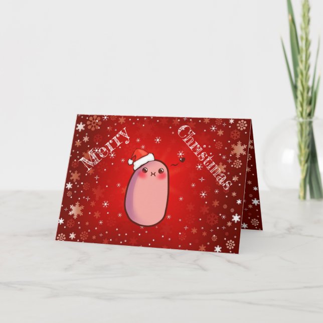 Cartes Pour Fêtes Annuelles Hilaried Xmas Kawaii Potat avec le Casquette Emoji (Devant)
