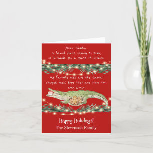 Cartes Pour Fêtes Annuelles Hilarious Gator Père Noël Cookies Noël festif