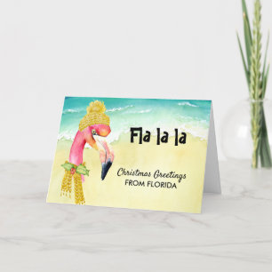 Cartes Pour Fêtes Annuelles Hip Flamant rose Noël Salutations de Floride