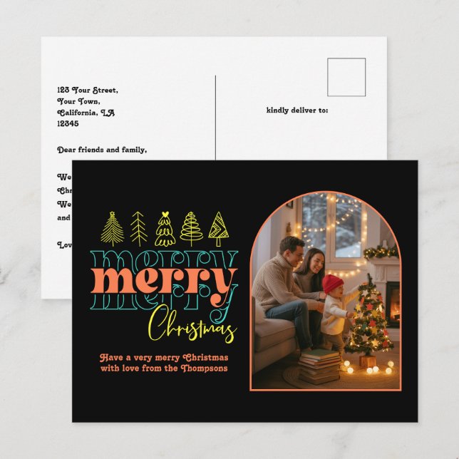 Cartes Pour Fêtes Annuelles Hip Holiday Cosy Arch Photo Joyeux Noël (Devant / Derrière)