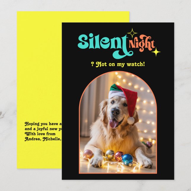 Cartes Pour Fêtes Annuelles Hip Holiday Funky Retro Animal de compagnie Chien  (Devant / Derrière)