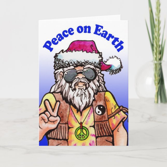 Cartes Pour Fêtes Annuelles Hippie Père Noël (Devant)