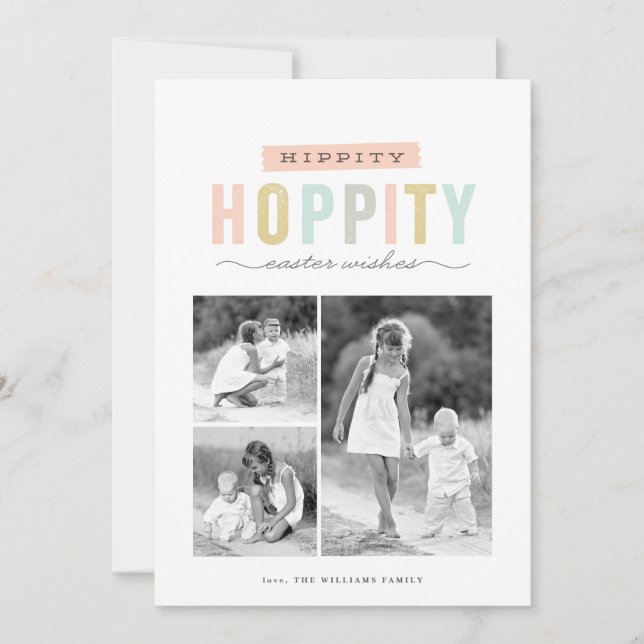 Cartes Pour Fêtes Annuelles Hippity Hoppity Pâques | Collage de photos Pâques (Devant)