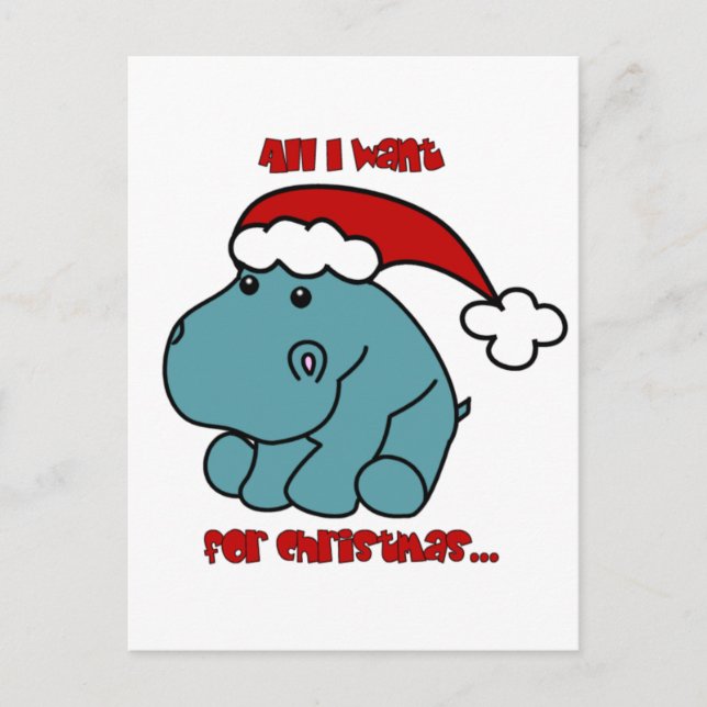 Cartes Pour Fêtes Annuelles Hippo de Noël (Devant)