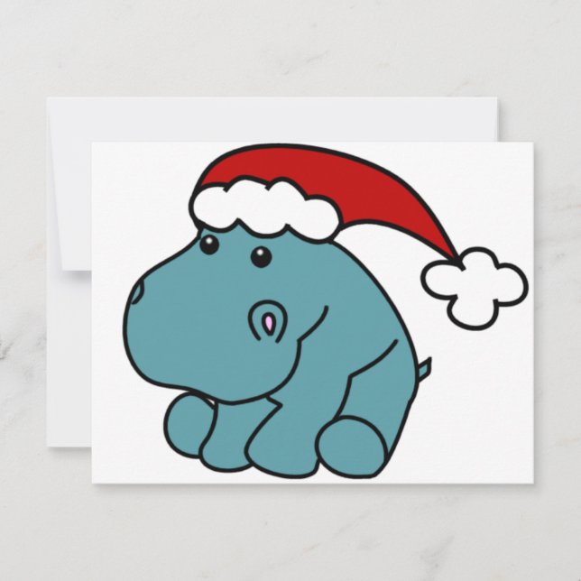 Cartes Pour Fêtes Annuelles Hippo de Noël (Devant)