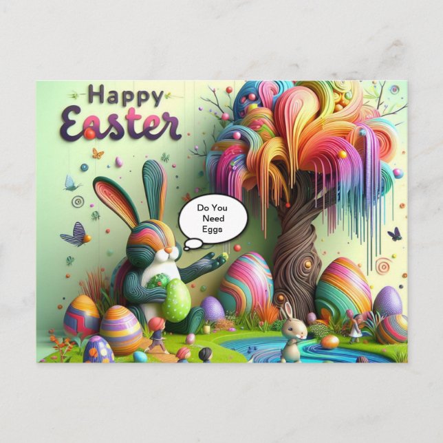 Cartes Pour Fêtes Annuelles Hippo de Pâques violet (Devant)