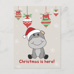 Cartes Pour Fêtes Annuelles Hippo Joyeux Noël Animaux d'hiver Hippopotames