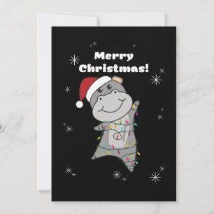 Cartes Pour Fêtes Annuelles Hippo Merry Christmas Winter Animals Hippos Adult