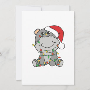 Cartes Pour Fêtes Annuelles Hippo Noël Animaux d'hiver Hippopotames