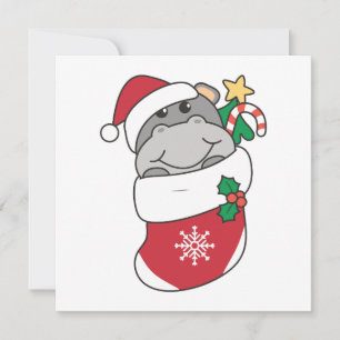 Cartes Pour Fêtes Annuelles Hippo Noël Neige hiver Animaux Hippopotames