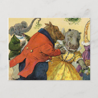Cartes Pour Fêtes Annuelles Hippo & Ours à la balle de Noël en terre animale
