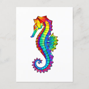 Cartes Pour Fêtes Annuelles Hippocampe polygonal arc-en-ciel