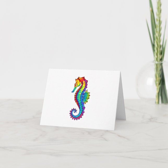 Cartes Pour Fêtes Annuelles Hippocampe polygonal arc-en-ciel (Devant)