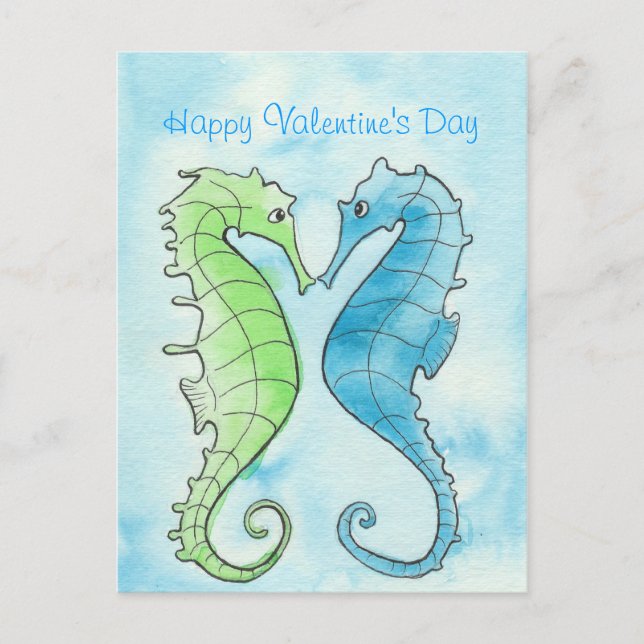 Cartes Pour Fêtes Annuelles Hippocampe Valentine (Devant)
