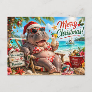 Cartes Pour Fêtes Annuelles Hippopotame Bikini Noël Voile