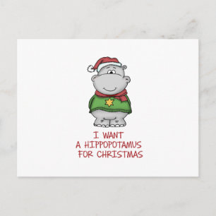 Cartes Pour Fêtes Annuelles Hippopotame pour Noël - conception mignonne
