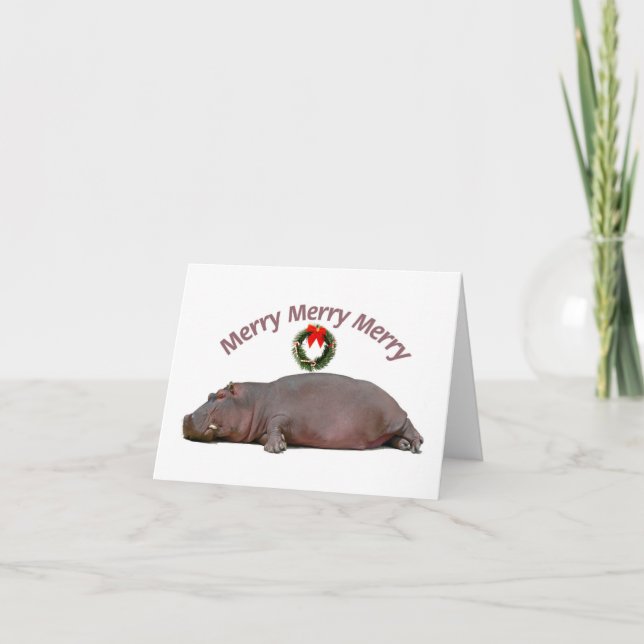 Cartes Pour Fêtes Annuelles Hippopotamus Joyeux Joyeux Joyeux Joyeux Joyeux Am (Devant)