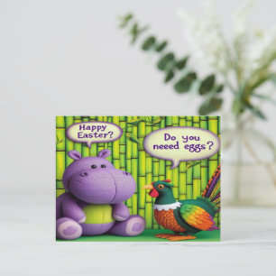 Cartes Pour Fêtes Annuelles Hippo's Easter Greeting : Oeuf Delivery