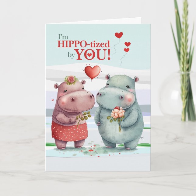 Cartes Pour Fêtes Annuelles HIPPOtisé par vous Hippopotamus Saint-Valentin (Devant)