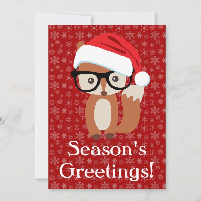 Cartes Pour Fêtes Annuelles Hipster Holiday Fox avec lunettes (Devant)