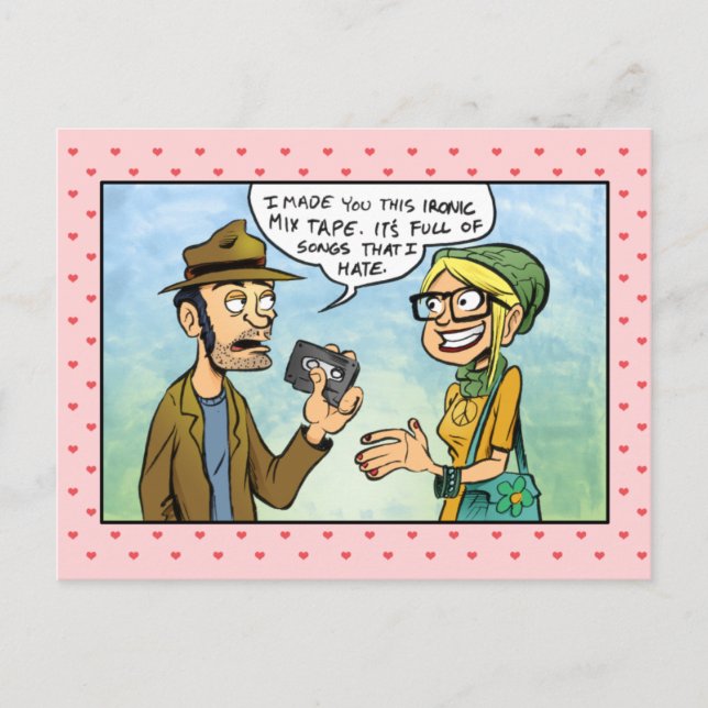 Cartes Pour Fêtes Annuelles Hipster Ironic Mix Tape Saint Valentin (Devant)