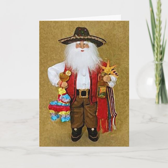 Cartes Pour Fêtes Annuelles Hispanique Mexicaine Sud-Ouest Texan Santa Claus (Devant)