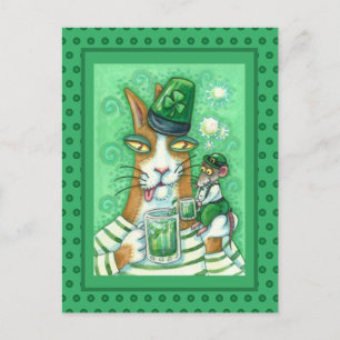 CARTES POUR FÊTES ANNUELLES HISS N'FITZ CHAT & RAT, CHEERS TO GREEN BEER FUNNY
