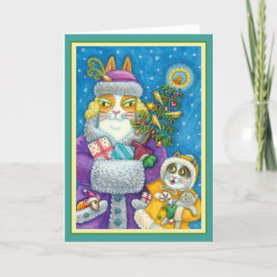 CARTES POUR FÊTES ANNUELLES HISS N'FITZ CHATS SHOPPPPING NOËL, ARBRE DE PLUIE