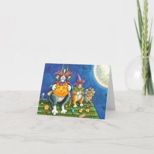 CARTES POUR FÊTES ANNUELLES HISS N'FITZ CHATS, TRICK OU TRAITER FUNNY HALLOWEE