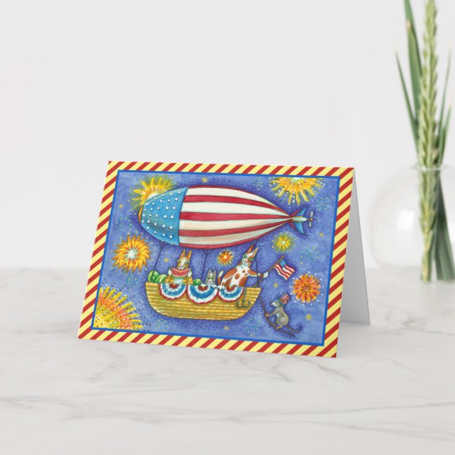 Cartes Pour Fêtes Annuelles HISS N'FITZ CHAUSSURES 4 JUILLET ZEPPELIN Funny (Devant)