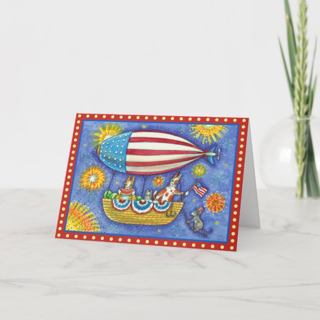 Cartes Pour Fêtes Annuelles HISS N'FITZ CHAUSSURES 4 JUILLET ZEPPELIN Funny (Devant)