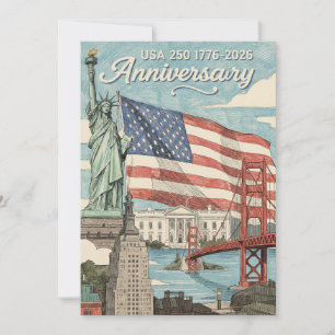 Cartes Pour Fêtes Annuelles Histoire patriotique américaine du 250e anniversai