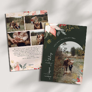 Cartes Pour Fêtes Annuelles Hiver Arc Floral Joyeuses Vacances Cinq Photo