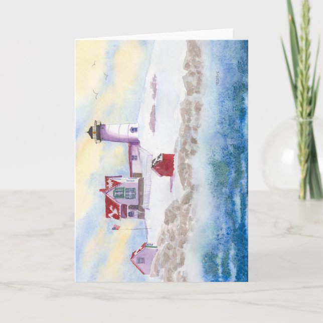 Cartes Pour Fêtes Annuelles hiver au phare de protubérance au Maine (Devant)