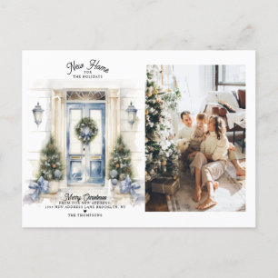 Cartes Pour Fêtes Annuelles Hiver Blanc Porte de Noël Nouveau Accueil Photo Dé