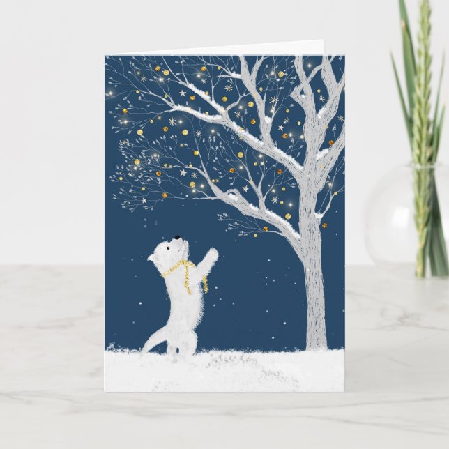 Cartes Pour Fêtes Annuelles Hiver et arbre dans la neige (Devant)
