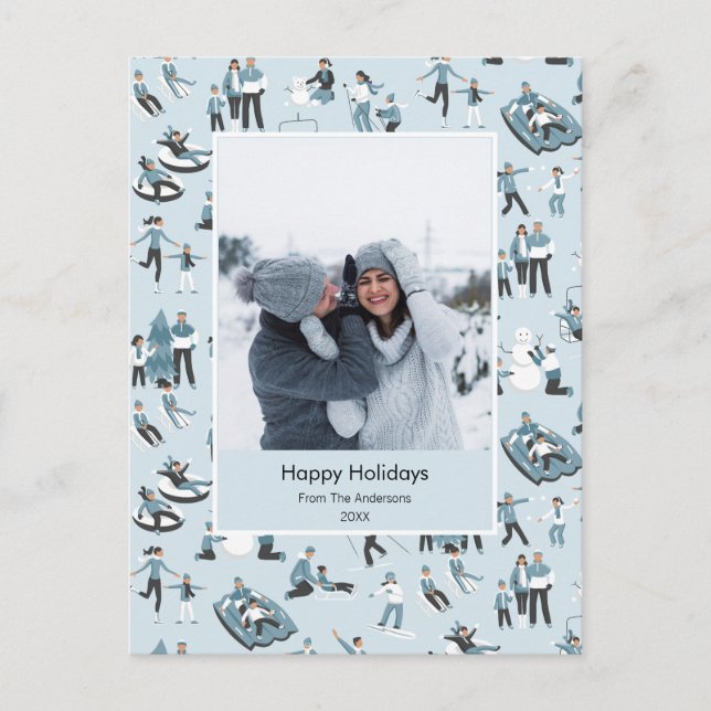 Cartes Pour Fêtes Annuelles Hiver Famille Amusants Noël Motif Photo (Devant)