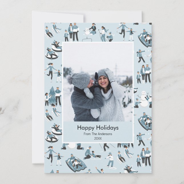 Cartes Pour Fêtes Annuelles Hiver Famille Amusants Noël Motif Photo (Devant)