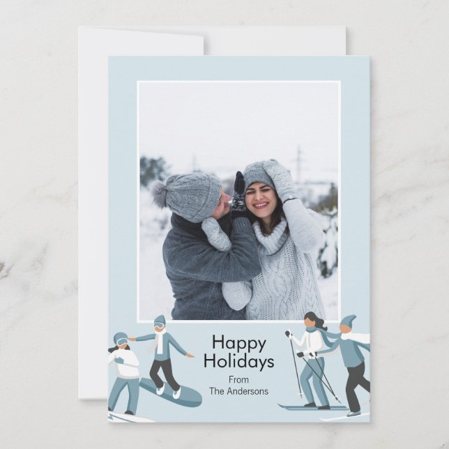 Cartes Pour Fêtes Annuelles Hiver Famille Amusement Photo de Noël (Devant)