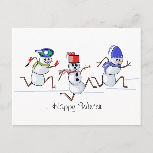 Cartes Pour Fêtes Annuelles Hiver heureux de bonhomme de neige (Devant)