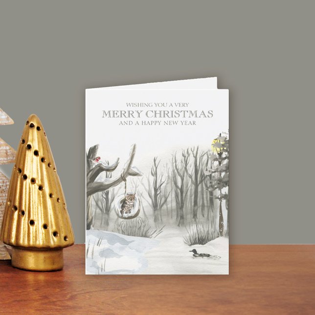 Cartes Pour Fêtes Annuelles Hiver Nature Snowland Noël (Traditional Christmas and New Year Card Buy professionally printed or as printable digital download.)