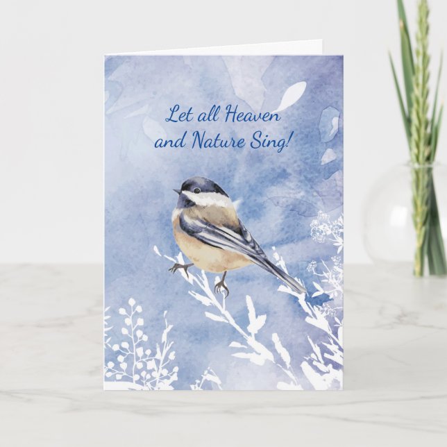 Cartes Pour Fêtes Annuelles hiver Oiseau de neige Écriture chrétienne Noël (Devant)