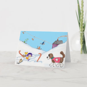 Cartes Pour Fêtes Annuelles Hiver - Sauvetage à ski