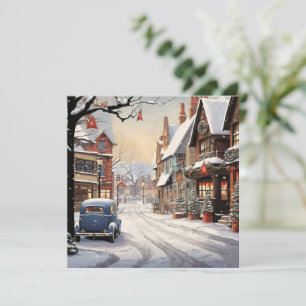 Cartes Pour Fêtes Annuelles Hiver vintage en ville
