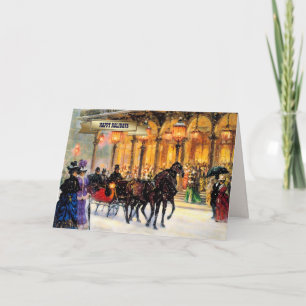 Cartes Pour Fêtes Annuelles Hiver vintage Scène Parisienne Noël