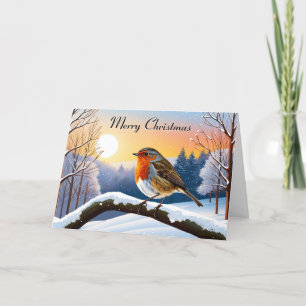Cartes Pour Fêtes Annuelles Hivernal Robin Redmamie Scène de neige Joyeux Noël