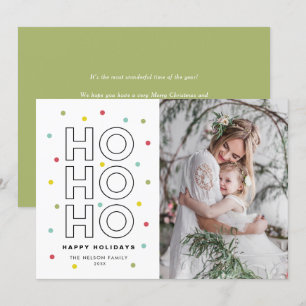 Cartes Pour Fêtes Annuelles HO HO Colorée Pastel Confetti Points Photo