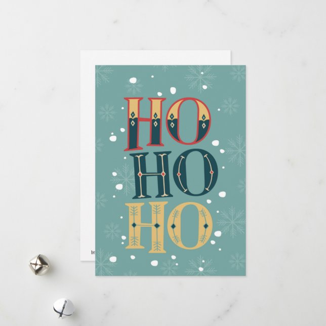 Cartes Pour Fêtes Annuelles Ho Ho Ho (Devant/Arrière en situation)